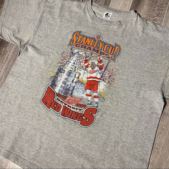 Vintage Starter Detroit Red Wings T Shirt Stanley Cup Champs 1997 1998 XL - Picture 1 of 7